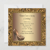 High Hiel Shoes Womans Gold 50th Birthday Party Kaart (Achterkant)