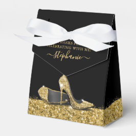 High Hiel Stiletto Shoe Black Gold Dag Bedankdoosjes