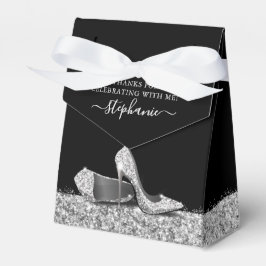 High Hiel Stiletto Shoe Black Silver Birthday Bedankdoosjes