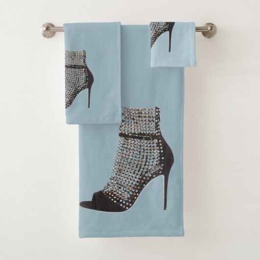 High Hiel Stilettos Black Bathroom Towel set Bad Handdoek (Insitu)
