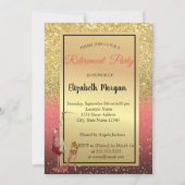 High-Hiel, Wine Glass, Rood, Glitter Retirement Pa Kaart (Voorkant)