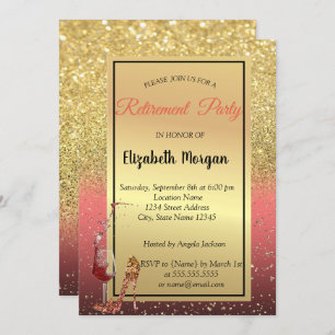 High-Hiel, Wine Glass, Rood, Glitter Retirement Pa Kaart