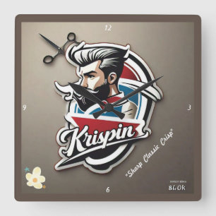 "High-Impact Grooming Logo" Vierkante Klok
