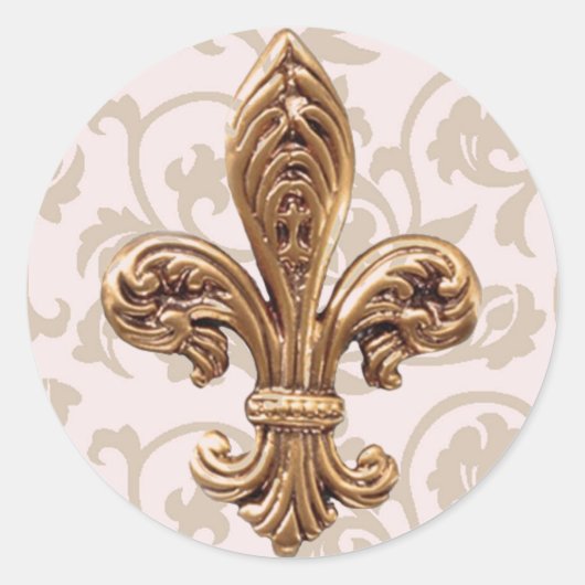 HIGH LIFE Charm School roze scroll fleur de lis St Ronde Sticker (Voorkant)