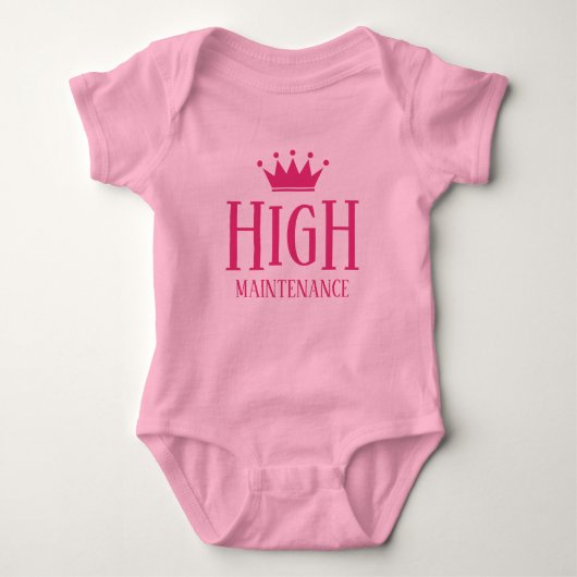 High Maintenance grappige roze prinses kroon meisj Romper (Voorkant)