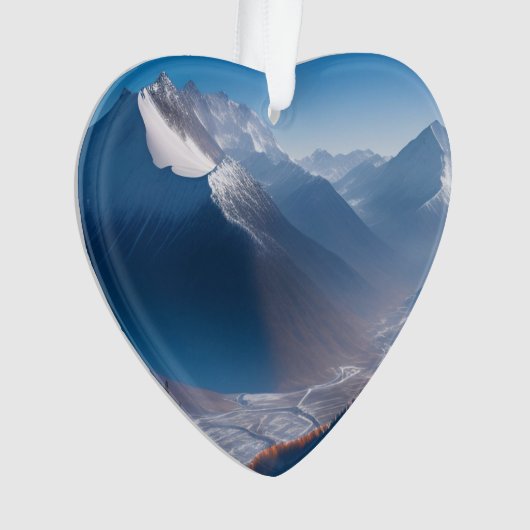 High Mountain Peaks Gedateerde Foto aangepast Ornament (voorkant)