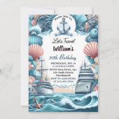 High Ocean Waves Reis Anker Jacht 40e Verjaardag Kaart (Voorkant)