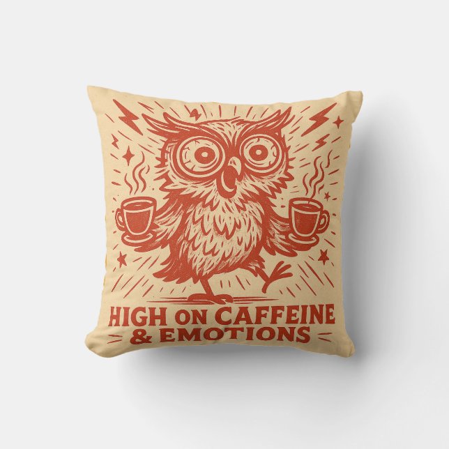High on Caffeïne & Emoties Kussen (Voorkant)
