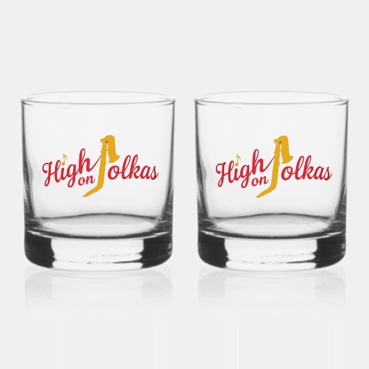 High on Polkas Logo Drinkset Whisky Glas (Voorkant)