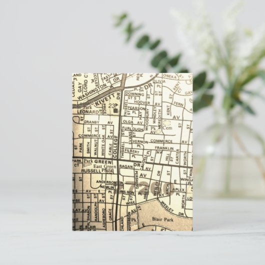 High Point, NC Map Briefkaart (Staand voorkant)