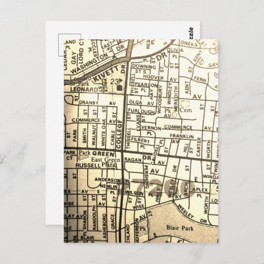 High Point, NC Map Briefkaart (Voorkant / Achterkant)