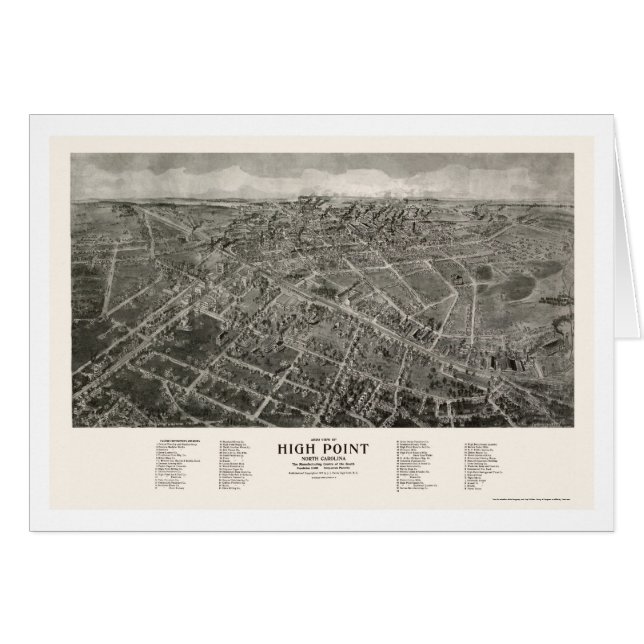 High Point, NC Panoramic Map - 1913 (Voorkant Horizontaal)