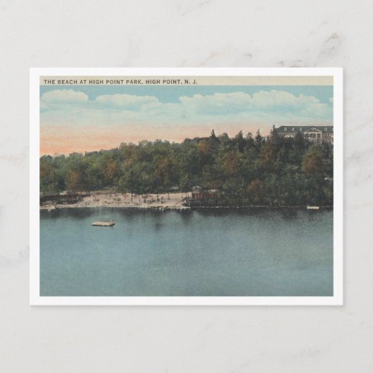 High Point NJ, het strand, High Point Park jaren 1 Briefkaart (Voorkant)