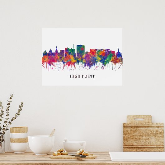 High Point North Carolina Skyline Poster (Keuken)