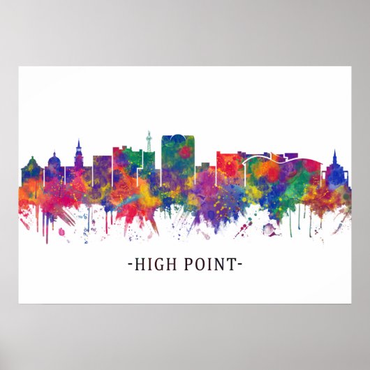 High Point North Carolina Skyline Poster (Voorkant)
