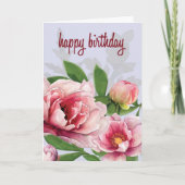 High-Poly Peony Birthday Card Kaart (Voorkant)