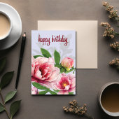 High-Poly Peony Birthday Card Kaart
