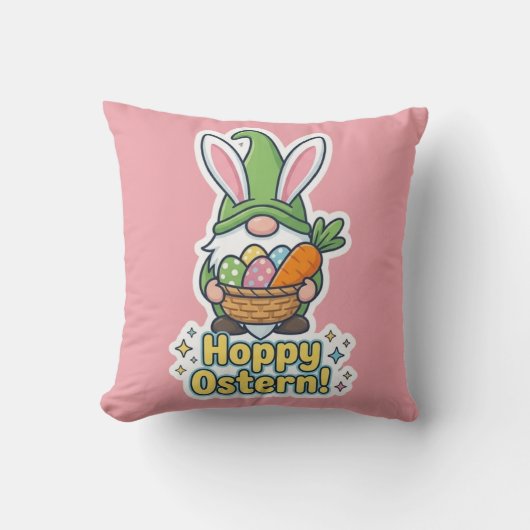 High-quality "Hoppy Easter" gnome illustration Kussen (Voorkant)