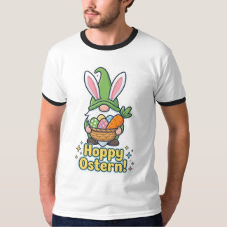 High-quality "Hoppy Easter" gnome illustration T-shirt