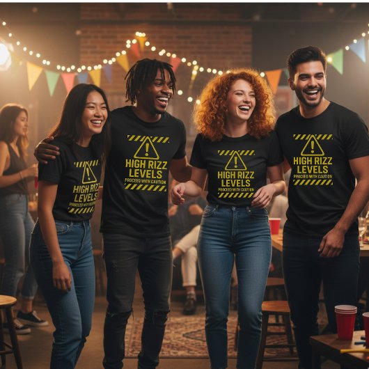 High Rizz Levels Caution Sign Funny Gen Z Slang T-shirt