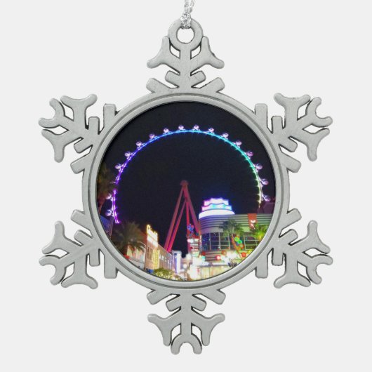 High Roller Ferris Wheel Las Vegas #6 Snowflake Pe Tin Sneeuwvlok Ornament (Voorkant)