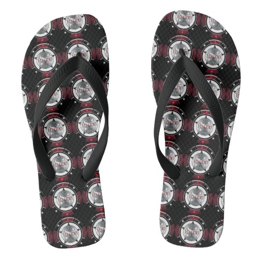 High Rollers Black & Red $10.000. Casino Chip Teenslippers (Voetbed)