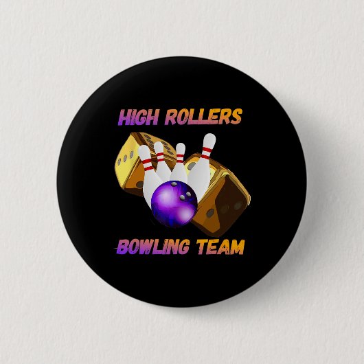 High Rollers Bowling Team Design Ronde Button 5,7 Cm (Voorkant)