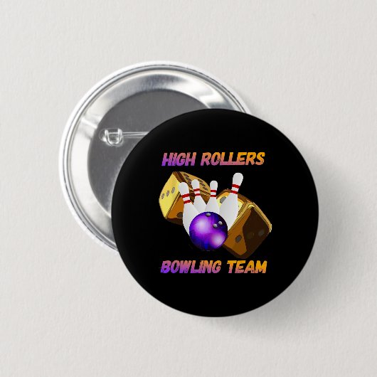 High Rollers Bowling Team Design Ronde Button 5,7 Cm (Voorkant /achterkant)