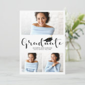 High School 3 Foto Afstuderen Aankondiging (Staand voorkant)