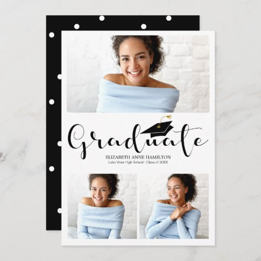 High School 3 Foto Afstuderen Aankondiging (Voorkant / Achterkant)