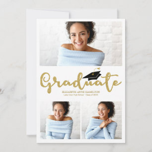 High School 3 Foto Glitter Afstudeerder Aankondigi Aankondiging