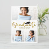 High School 3 Photo Glitter Afstudeerder Aankondig Aankondiging (Staand voorkant)