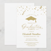 High School Afstudeerder Party Gold Confetti White Kaart (Voorkant / Achterkant)