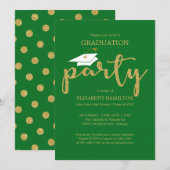 High School Afstudeerder Party Gold Green Invitati Aankondiging (Voorkant / Achterkant)