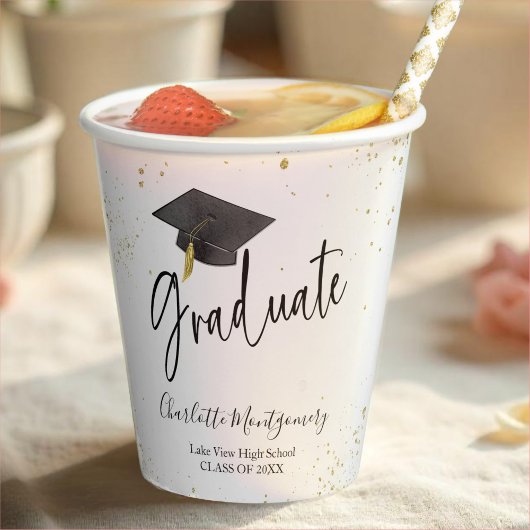 High School Afstudeerder Party Modern Splash Glitt Papieren Bekers