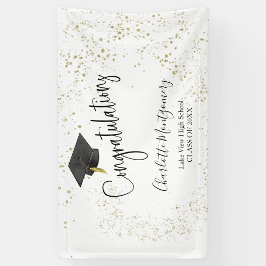 High School Afstudeerder Party Modern Splash Glitt Spandoek (Verticaal)