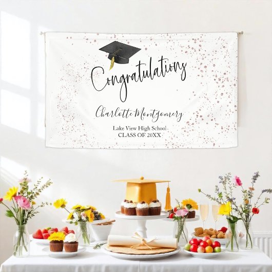 High School Afstudeerder Party Modern Splash Glitt Spandoek