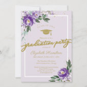 High School Afstudeerder Party Paarse Bloemen Kaart (Voorkant)