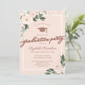 High School Afstudeerder Party Pink Blush Bloemen Kaart (Staand voorkant)