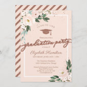High School Afstudeerder Party Pink Blush Bloemen Kaart (Voorkant / Achterkant)
