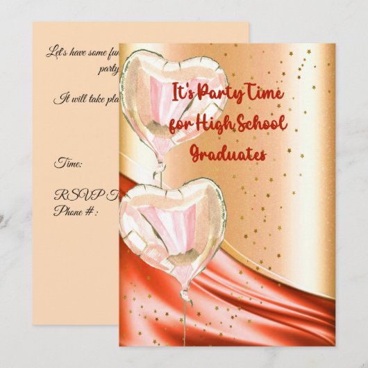 High School afstudeerfeest Kaart (Voorkant / Achterkant)