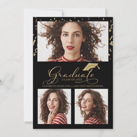 High School Afstuderen Aankondiging 3 Foto (Voorkant)