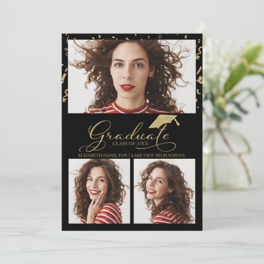 High School Afstuderen Aankondiging 3 Foto (Staand voorkant)