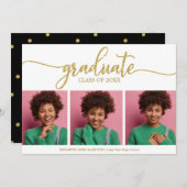 High School Afstuderen Aankondiging 3 Foto (Voorkant / Achterkant)