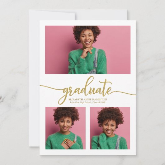 High School Afstuderen Aankondiging 3 Foto (Voorkant)