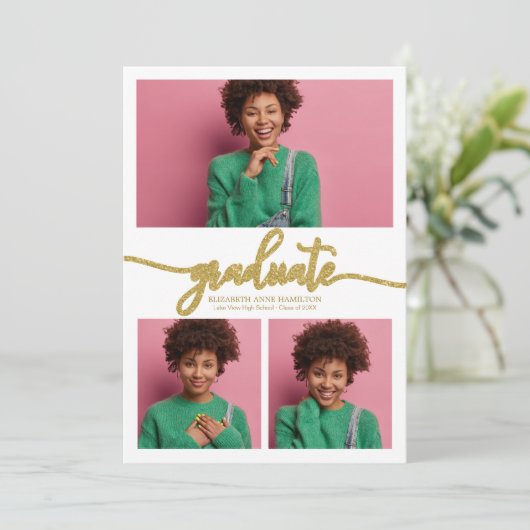 High School Afstuderen Aankondiging 3 Foto (Staand voorkant)