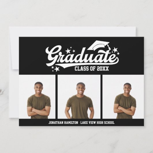 High School Afstuderen Aankondiging 3 Foto (Voorkant)