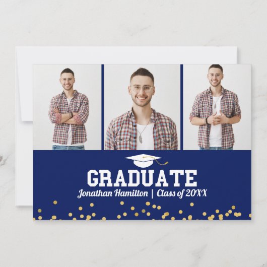 High School Afstuderen Aankondiging 3 Fotokaart (Voorkant)