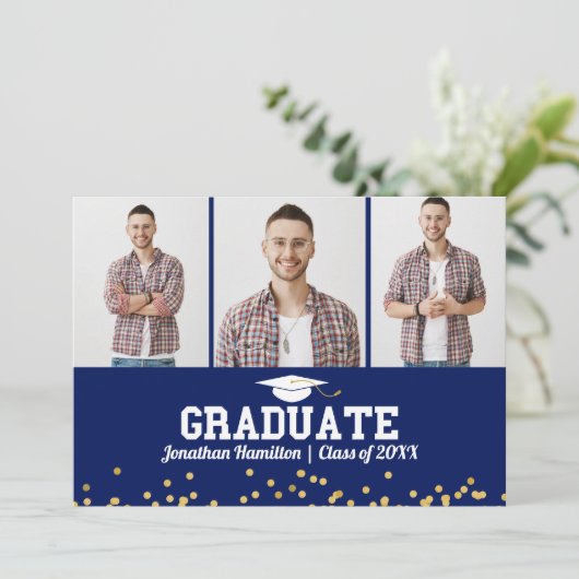 High School Afstuderen Aankondiging 3 Fotokaart (Staand voorkant)