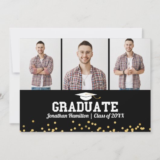 High School Afstuderen Aankondiging 3 Fotokaart (Voorkant)